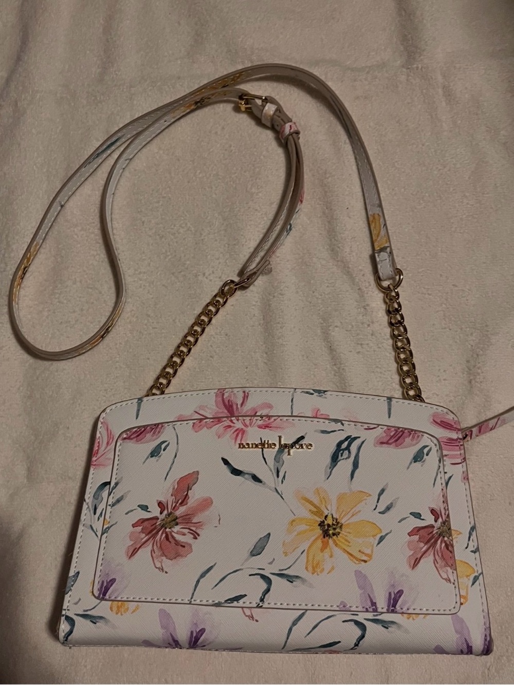 Nanette Lepore White Floral Crossbody Bag
